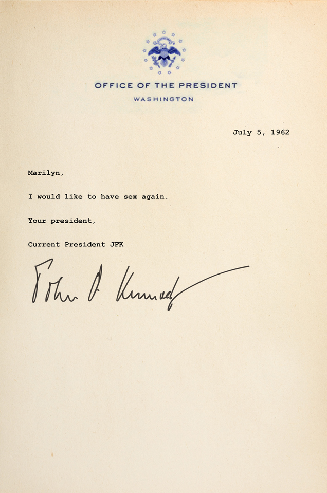 Illustration for article titled Amazing: Read These Newly Discovered Letters Between JFK And Marilyn Monroe